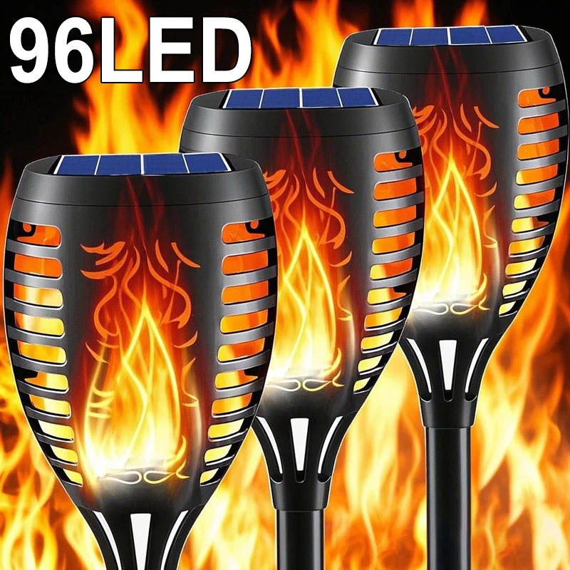 96 LED Solare Impermeabile Fiamme Sfarfallio Torcia Luci Lanterna Solare Esterna Paesaggio Decorazione del Giardino Illuminazione 1