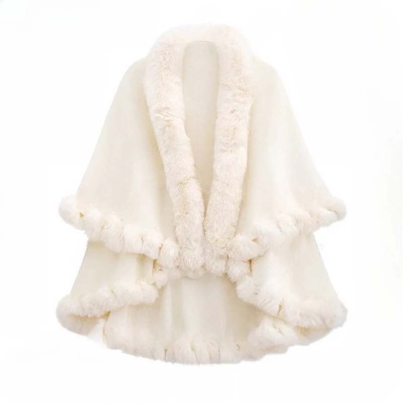 Temperamento Patchwork Pelliccia Scialle Cappotto 2025 Abbigliamento Invernale Coreano Irregolare Lavorato A Maglia Caldo Outwear Y2k Magliette E Camicette Moda Giacche Allentate 3