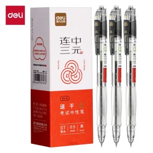 Deli 4 pezzi 0.5mm inchiostro nero penna Gel ad asciugatura rapida cancelleria forniture per ufficio forniture scolastiche firma penna regalo esame penna 1
