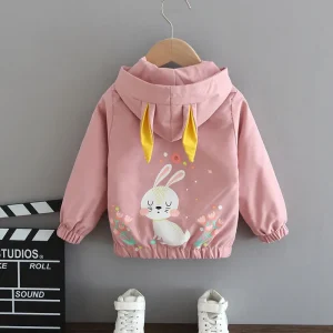 Cappotto per bambina cappotto con cappuccio orecchio di coniglio carino capispalla moda per bambini giacca a vento primavera autunno per ragazza 1-6 anni 1