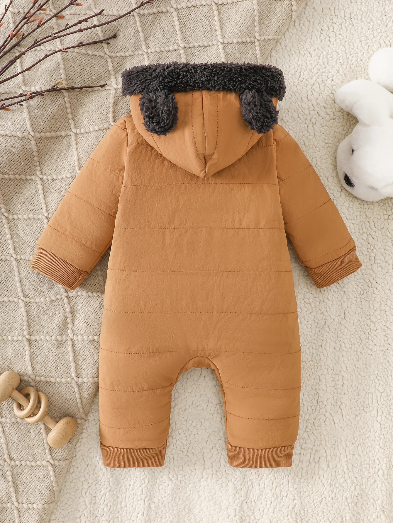 IURNXB Neonato Pile Pagliaccetto Vestiti Manica Lunga Con Cappuccio Onesies Addensare Tuta Infantile Costum Caldo Homewear Abiti 1-18M 2