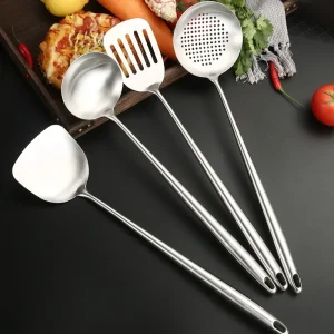 Acciaio inossidabile 316 Wok Spatola Utensili da cucina in metallo Scanalato Turner Cucchiaio Mestolo Strumenti di cottura Set di utensili Accessori da cucina 1