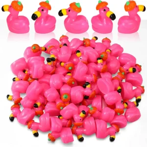 100/50pc Mini Resina Fenicottero Figurine Autunno Piccoli Animali In Resina Piccoli Anatre Zucca Fenicottero Halloween In Miniatura Casa Autunno Decor 1