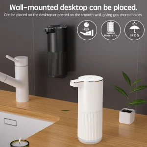 Dispenser automatico di sapone HQ accessori per il bagno Dispenser automatico di sapone liquido 360ML TYPE-C Dispenser di sapone in schiuma bianco a 4 livelli 1