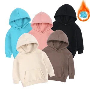 2024 Bambini Ragazzo Felpe in pile Felpa in cotone solido Autunno Inverno Caldo Top Vestiti per la madre Bambini Ragazza Abiti Sweatwear 1
