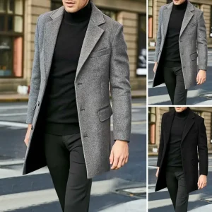 Cappotto di lana a maniche lunghe stile britannico cappotto alla moda da uomo autunno e inverno Giacche da lavoro casual Cappotto caldo da uomo Capispalla da uomo 1