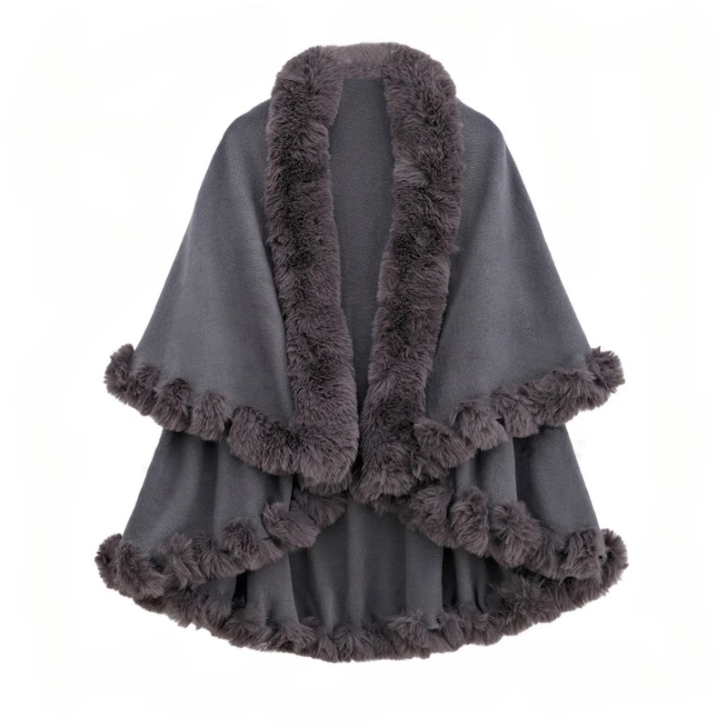 Temperamento Patchwork Pelliccia Scialle Cappotto 2025 Abbigliamento Invernale Coreano Irregolare Lavorato A Maglia Caldo Outwear Y2k Magliette E Camicette Moda Giacche Allentate 5