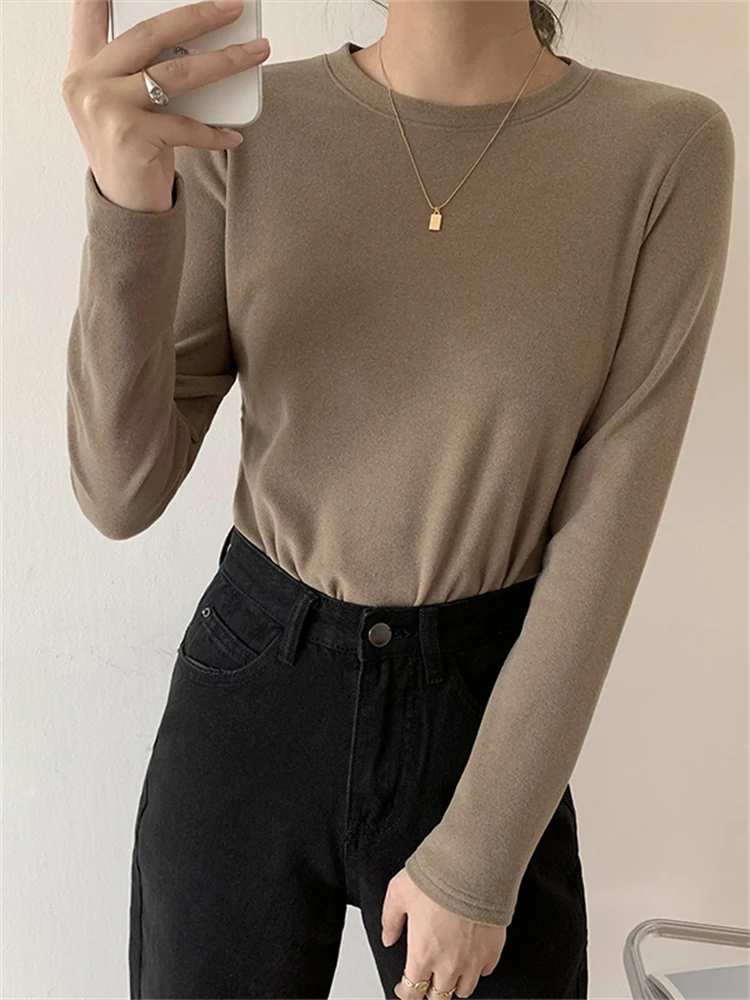 T-shirt maglione da donna invernale T-shirt oversize da donna Abbigliamento da donna T-shirt da donna Top pullover T-shirt lavorata a maglia a tubo a maniche lunghe 3
