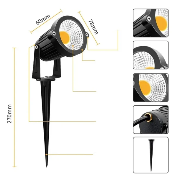 Luci da giardino a LED Lampada da prato impermeabile a LED per esterni 220V110V12V 5W Lampadina a punta paesaggistica IP65 Faretti da giardino a luce LED 5
