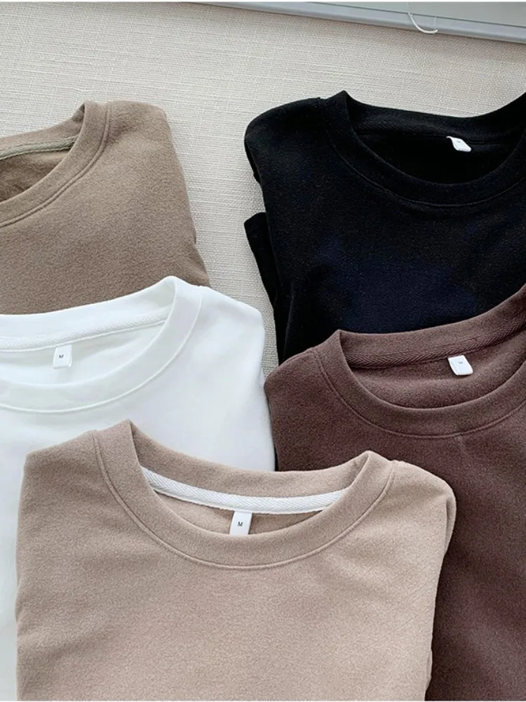 T-shirt maglione da donna invernale T-shirt oversize da donna Abbigliamento da donna T-shirt da donna Top pullover T-shirt lavorata a maglia a tubo a maniche lunghe 5
