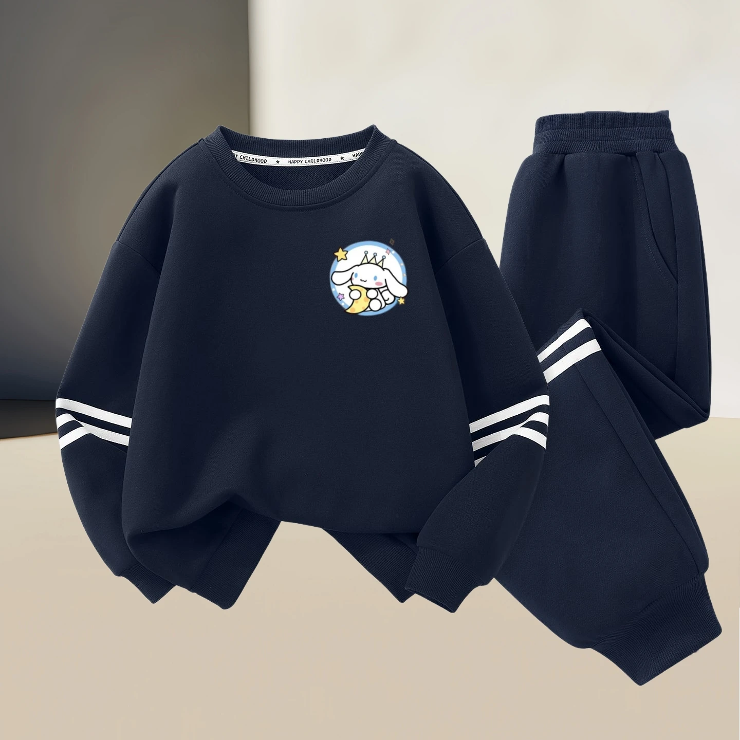 Sanrio Baby Girl Clothes Set Autunno Kid Hello Kitty Felpe stampate Pullover Top e pantaloni 2 pezzi Completo Bambini Ragazzi Tute 2