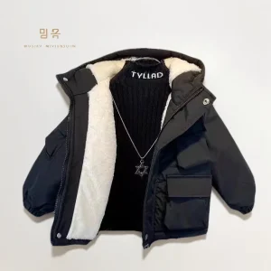 2025 Inverno Nuovi Ragazzi Giacca di Colore Solido Berbero Fodera In Pile di Spessore Tenere Al Caldo Parka Con Cappuccio Per 4-12 Anni Adolescenti Bambini Snowsuit 1