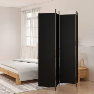 Divisorio con 4 Pannelli Nero 200x220 cm in Tessuto Prodotti per la decorazione della casa, schermi divisori, schermi privacy 1