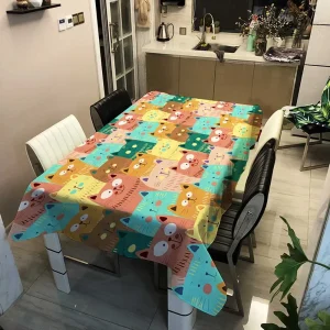 Tovaglia con stampa di cartoni animati animali tovaglia rettangolare a prova di polvere decorazione per la tavola da tè da pranzo per la casa 1