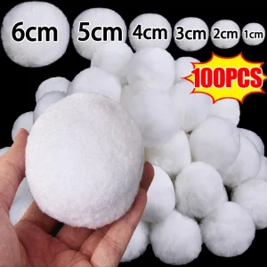 Palline da neve Palla di pelo con pompon in pelliccia bianca per ciondolo albero di Natale I bambini giocano a giocattoli Giocattolo per interni ed esterni Decorazione natalizia Palle di neve 1