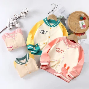 Giacca da Baseball imbottita per bambini primavera autunno nuovi vestiti capispalla ragazzi ragazze cartone animato moda cappotto bambino Casual Top abbigliamento 1