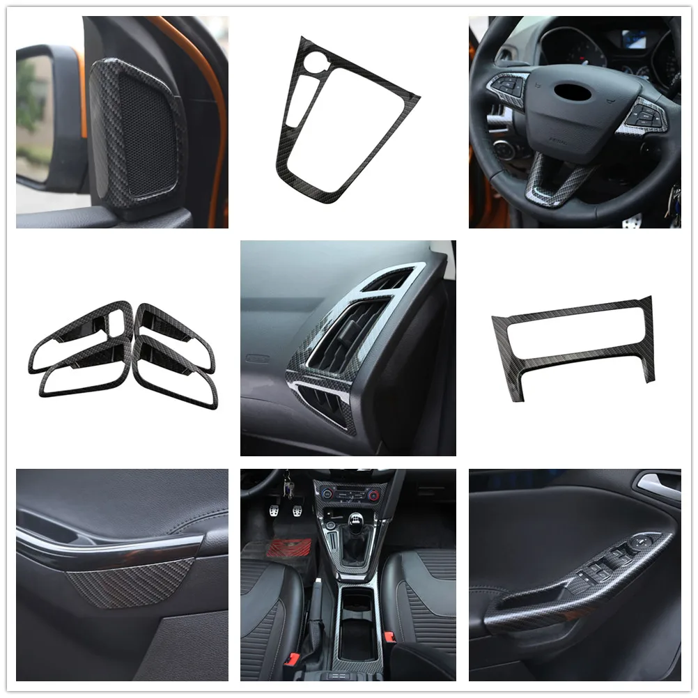 Accessori interni auto per Ford Focus 3 MK3 2015 - 2018 LHD Pannello cambio adesivo Pilastro Tazza d'acqua Holer Decorazione Copertura 1