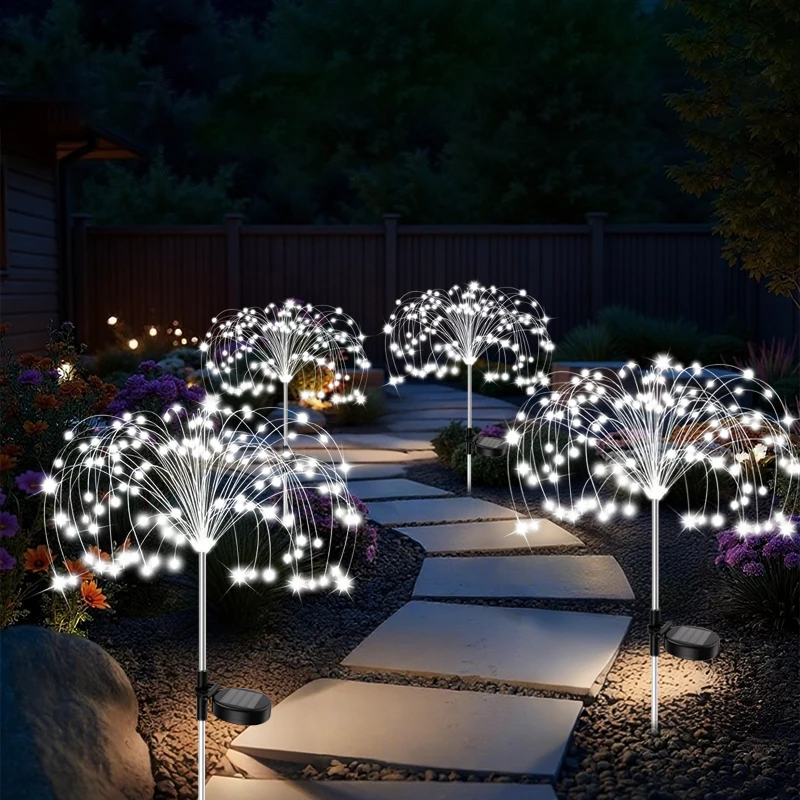 Luci per fuochi d'artificio da 420 LED Decorazioni da giardino Luci per fiori impermeabili per esterni a energia solare per patio, passerella 5