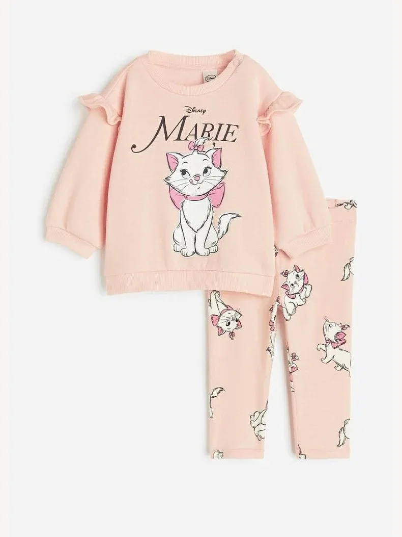 Costume autunnale per ragazze, felpa carina, cartone animato, top a maniche lunghe, pantaloni sportivi, due pezzi, nuove tute casual larghe per bambini 1