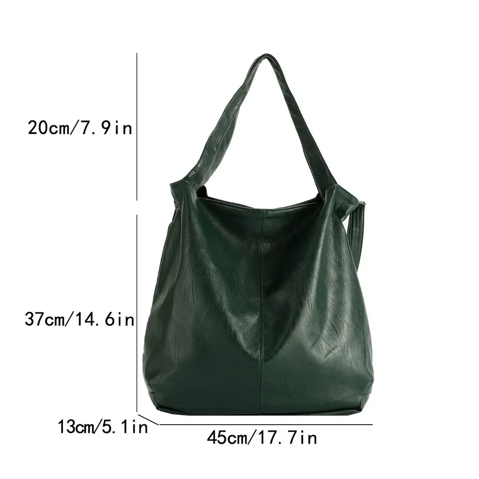 Borsa tote casual in morbida pelle PU grande per donna Borsa laterale a tracolla per shopping retrò semplice di grande capacità femminile alla moda 5