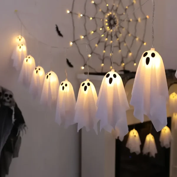 Luci fantasma di Halloween, ghirlanda di corde impermeabili a 8 modalità, decorazioni per interni ed esterni per feste, casa stregata, caminetto, portico 1