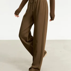 AMII Minimalismo Pantaloni Casual per Le Donne 2025 Autunno Gamba Larga Nuovo Allentato Verticale Elastico in Vita Coulisse Pantaloni Sportivi 12343338 1