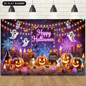 Banner di sfondo di Halloween da 1 pezzo, design terrifioso della zucca, decorazioni natalizie e festive universali 1
