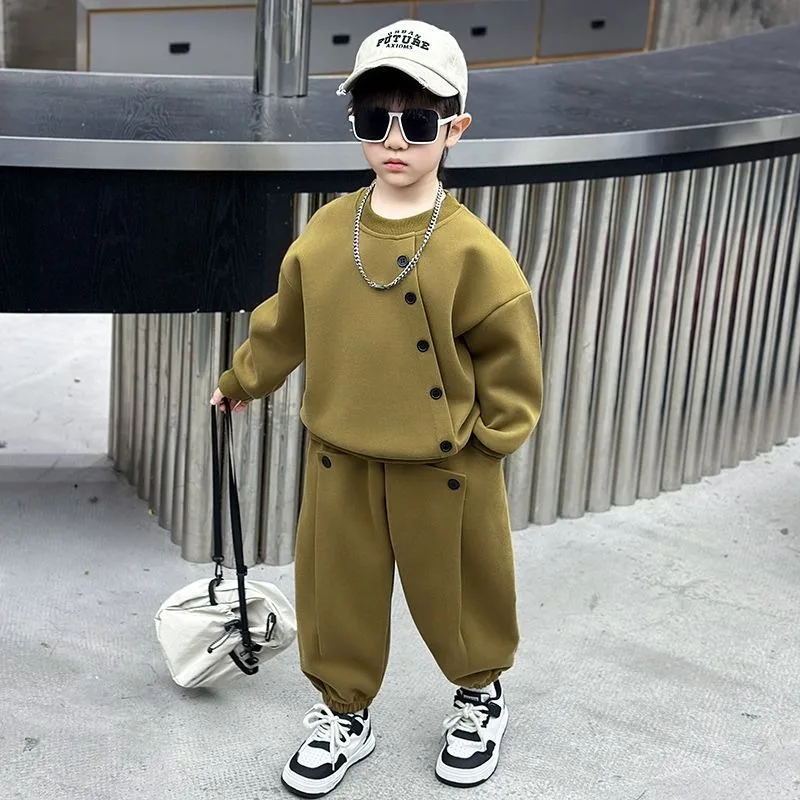 Set di felpe Abbigliamento per bambini Abbigliamento inferiore superiore 4 anni Abbigliamento per bambini coreano 2025 Nuovo bambino per bambini Autunno Inverno Ragazzo 5