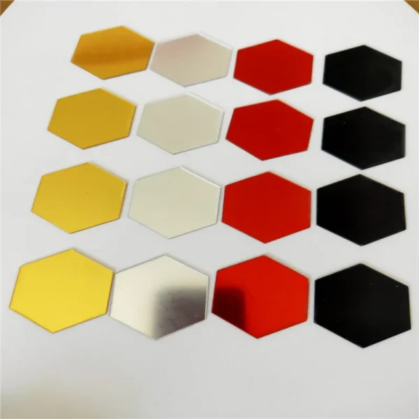 24 pezzi adesivo specchio esagonale oro autoadesivo mosaico piastrelle adesivo da parete decalcomanie camera da letto fai da te soggiorno bagno decorazioni per la casa 4