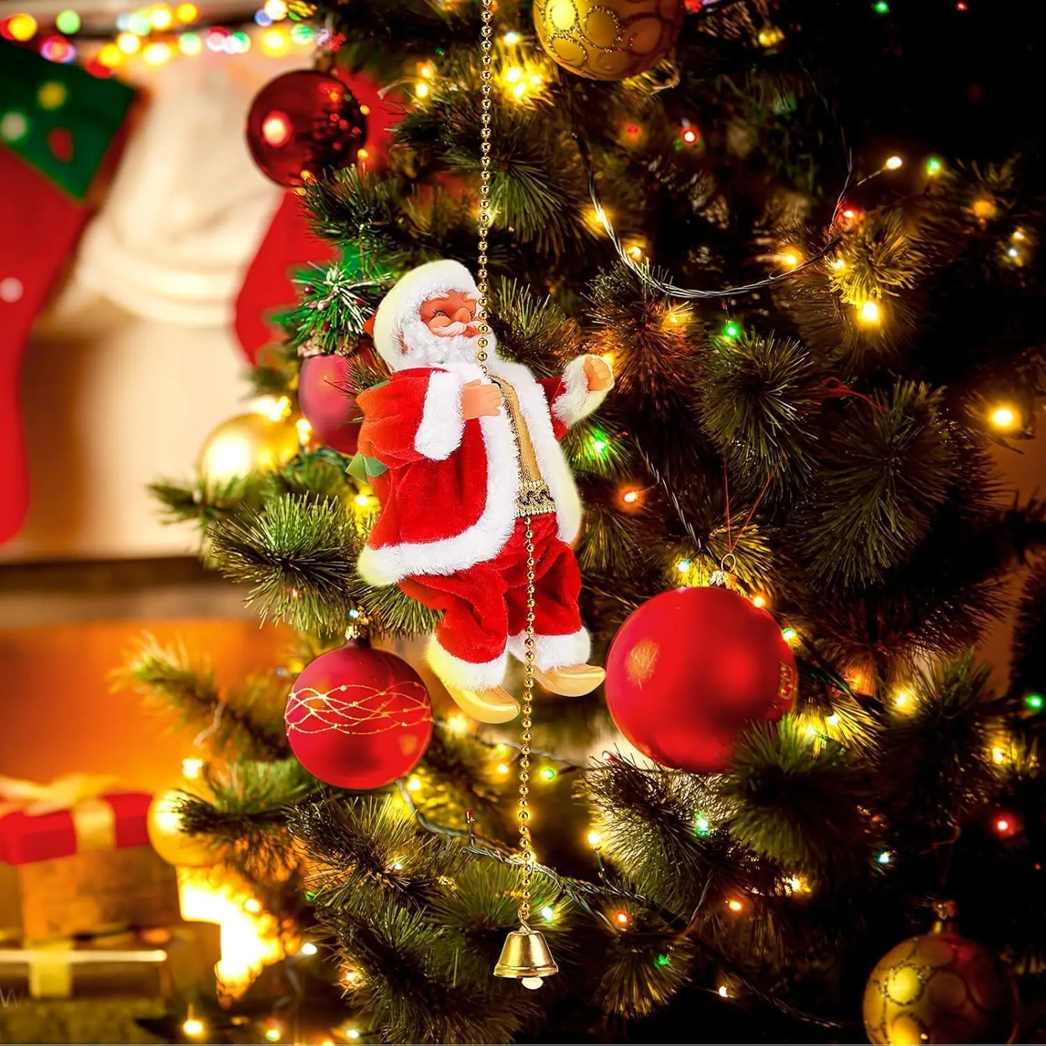Babbo Natale da arrampicata su catena, Babbo Natale da arrampicata elettrico, Babbo Natale da arrampicata con musica, Babbo Natale da arrampicata su e giù 6