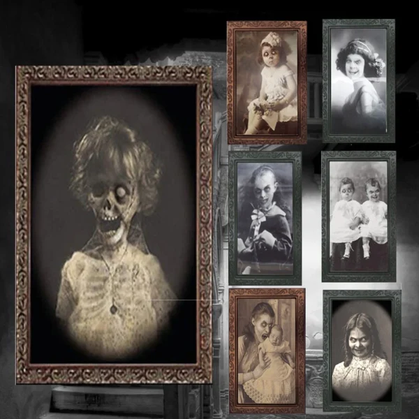 38*25CM intercambiabile 3D Ghost Face Photo Frame Horror Portrait Picture Halloween Party Horror Bar Haunted House Decoration puntelli 1