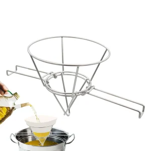 Portafiltro a cono per olio per friggitrice domestica Supporto per filtro a cono per sciroppo d'acero con bracci pieghevoli Cremagliera riutilizzabile in acciaio inossidabile 1