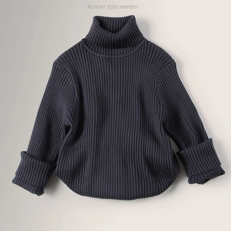 Autunno inverno nuovi neonati maschi ragazze maglioni dolcevita bambini Pullover Top tinta unita maglioni fondo lavorato a maglia abbigliamento per bambini 4