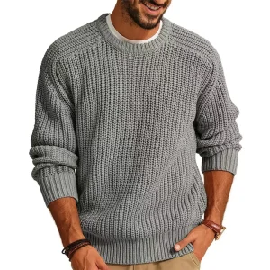 Moda autunno inverno nuovo maglione da uomo manica lunga girocollo Casual uomo lavorato a maglia Jacquard Pullover Solid Tshirt uomo top 1