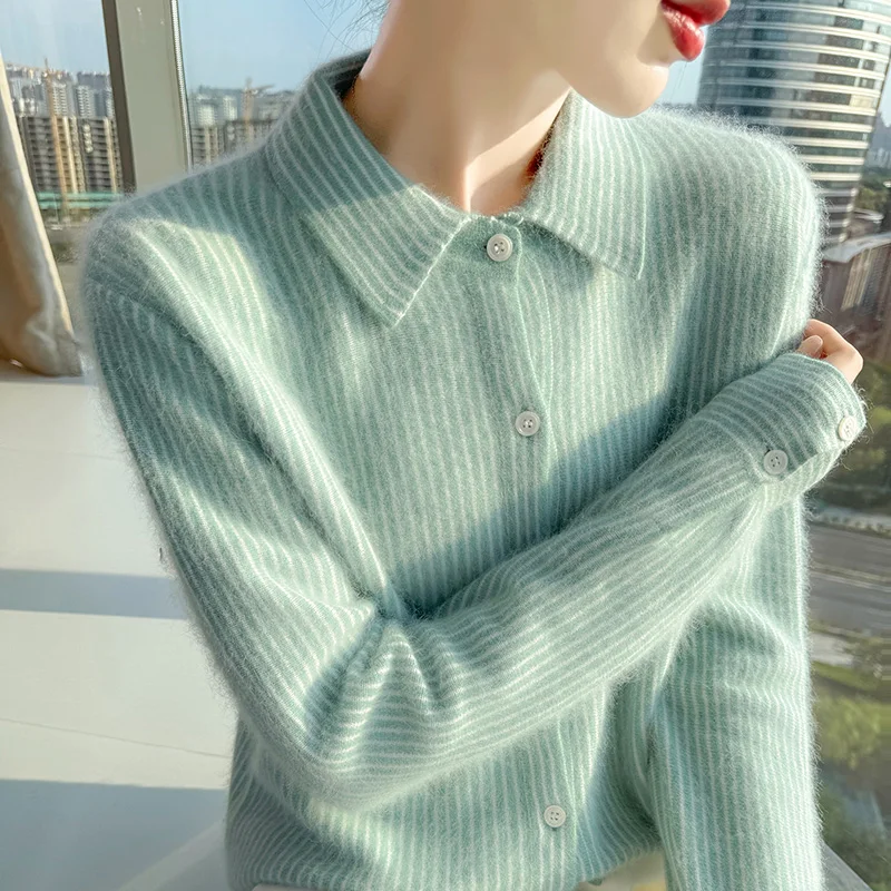 Nuovo cardigan da donna lavorato a maglia autunno e inverno 2025 con maglione in puro cashmere visone al 100%, jack a maniche lunghe slim fit alla moda 6