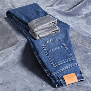KSTUN Non hanno il colore Nero 2025 Jeans invernali da uomo Pantaloni addensati Jeans foderati in pile più caldi Stretch Dritto Regular Business 1