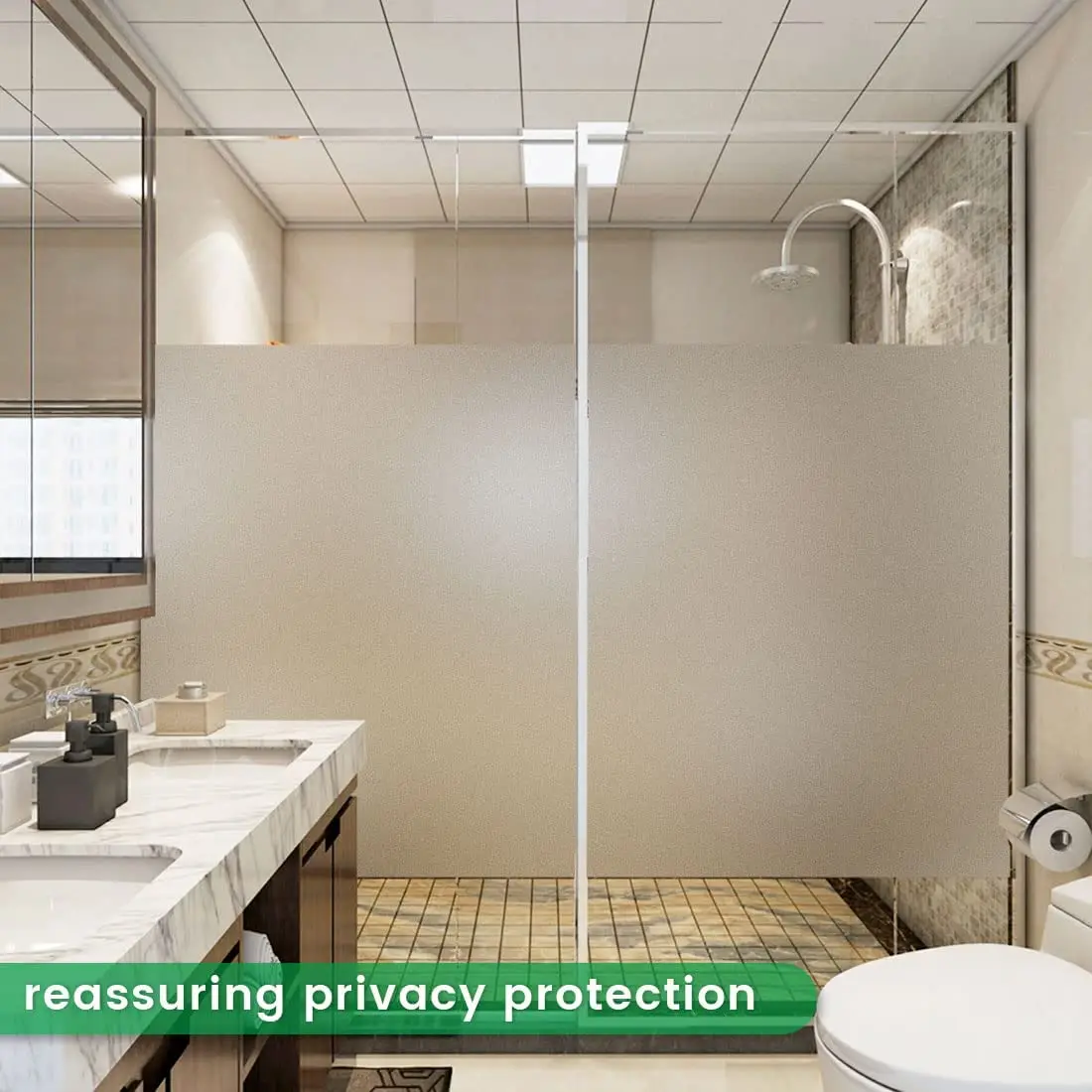 Pellicola per finestre bianca opaca Privacy Copertura in vetro smerigliato per il controllo del calore per la casa Adesivo per porta autoadesivo opaco per il bagno 4