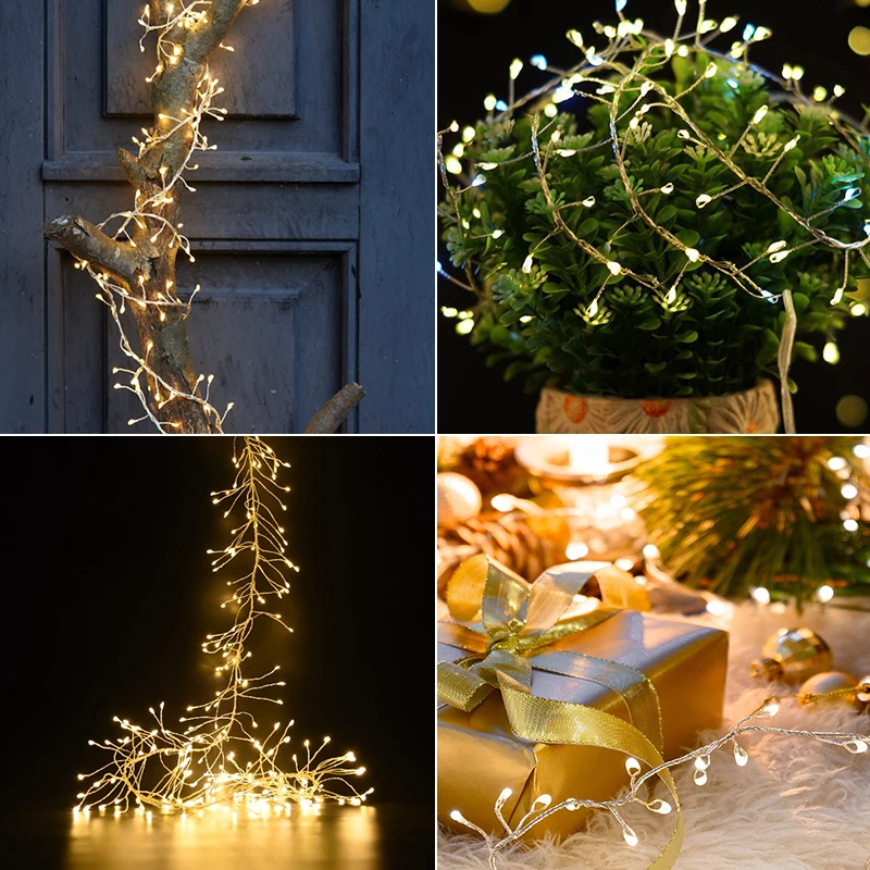 36M Cluster Filo d'argento Ghirlanda Luci della stringa Decorazione LED impermeabile per esterni Ghirlanda Spina 220V 8 modalità Lampada 6