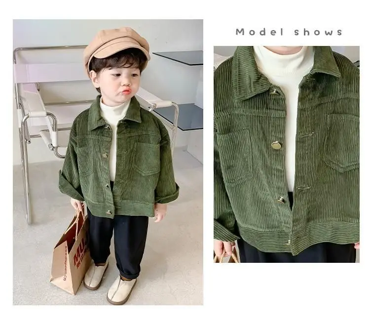 1-7yrs Kid Boys Toddler Coat primavera nuova versione coreana Baby Boy velluto a coste Casual giacca autunnale per bambini ragazze camicia giacche 4