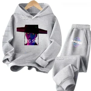 Felpe con cappuccio per bambini Set Anime Devil Hunter Huntrix Kawaii Sportwear Tuta Cartoon Kids Fashion Girl Halloween Clothes Autunno 1