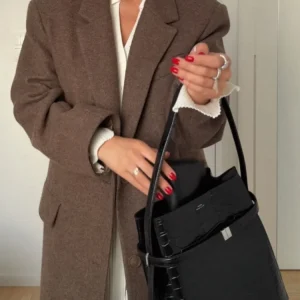 Moda donna Spalla con risvolto Cappotti lunghi in lana Cintura elegante Cappotto monopetto a maniche lunghe 2025 Autunno Lady Commuter Outwear 1