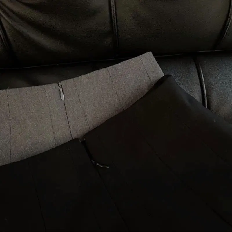 Mooyufon Ruffles Minigonna nera Donna Patchwork coreano Gonne a pieghe Kawaii giapponese a vita alta All Match A Line Gonna Nuovo 5