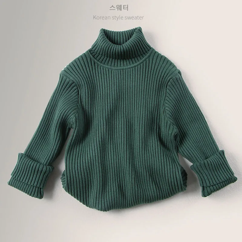 Autunno inverno nuovi neonati maschi ragazze maglioni dolcevita bambini Pullover Top tinta unita maglioni fondo lavorato a maglia abbigliamento per bambini 3