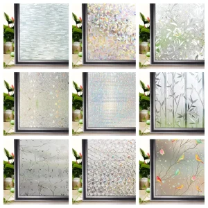Altri stili 3D Arcobaleno Finestra Privacy Pellicola per vetri in vetro colorato Anti aspetto Adesivo per finestre con isolamento termico Vinile per finestre in vetro 1