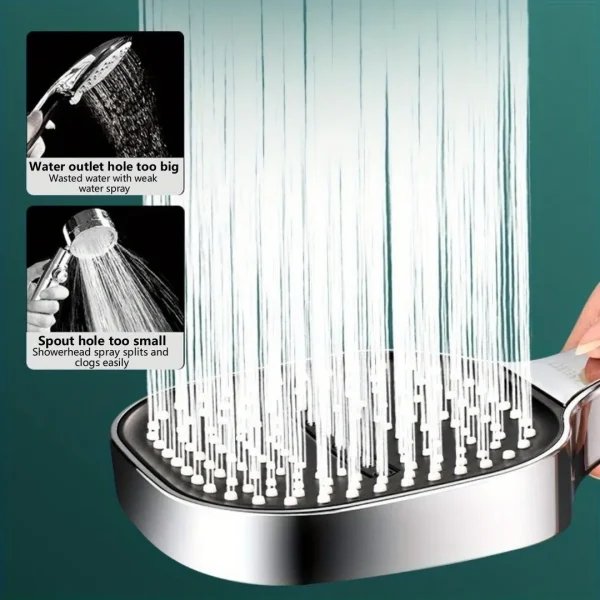 Soffione doccia quadrato a 3 modalità con pannello grande Soffione doccia a pioggia addensato ad alta pressione resistente alle cadute Miscelatore doccia con filtro per bagno 4