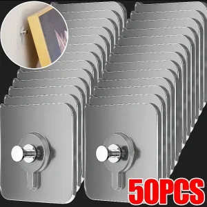 Ganci per chiodi adesivi resistenti in PVC Poster Gancio da parete senza cuciture Impermeabile Durevole Trasparente Cucina Bagno Gancio a vite Gancio 1
