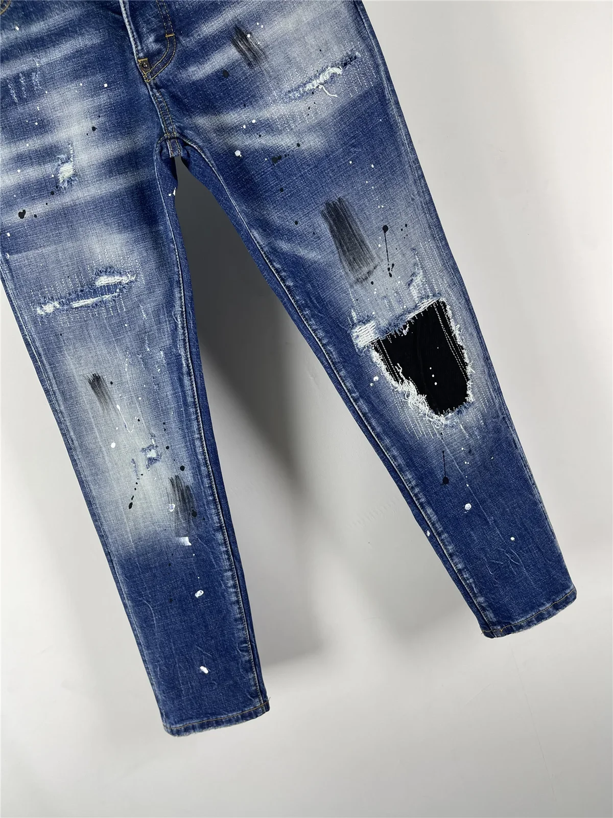 2025 autunno e inverno nuova moda uomo lavato casual blu scuro slim moda uomo jeans tutto-fiammifero 3