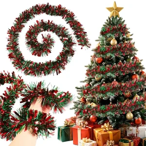 1-5 pezzi di ghirlande di orpelli di Natale albero di Natale ornamenti appesi striscia rossa verde nastro festa di Capodanno decorazione per interni ed esterni 1