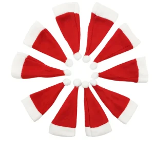 (10 pz/pacco) 12*6cm Mini cappello di natale per la decorazione di capodanno rosso fatti a mano fai da te natale DollsKids regalo forniture per feste 1