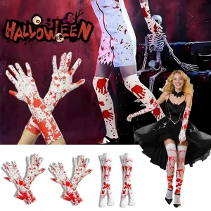 Guanti Gory Blood Splatter Ultra realistici Oggetti di scena di Halloween per terrificanti effetti di mani insanguinate, perfetti per attori della casa stregata 1